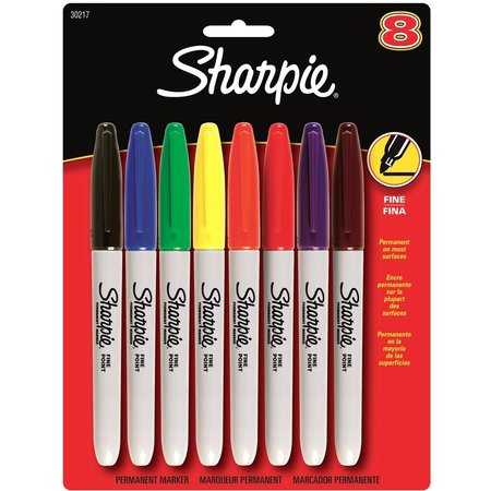 SHARPIE Permanent Marker, , Fine Point, 8/PK, Assorted PK SAN30217PP